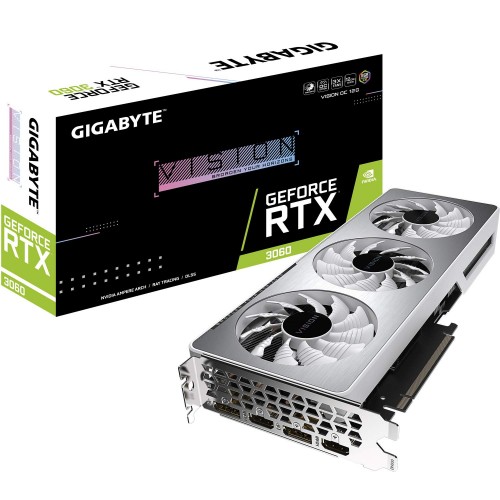 GIGABYTE GeForce RTX 3060 VISION OC 12G 3 x WINDFORCE Fans 12GB 192-bit GDDR6 Graphics Card - GV-N3060VISION OC-12GD